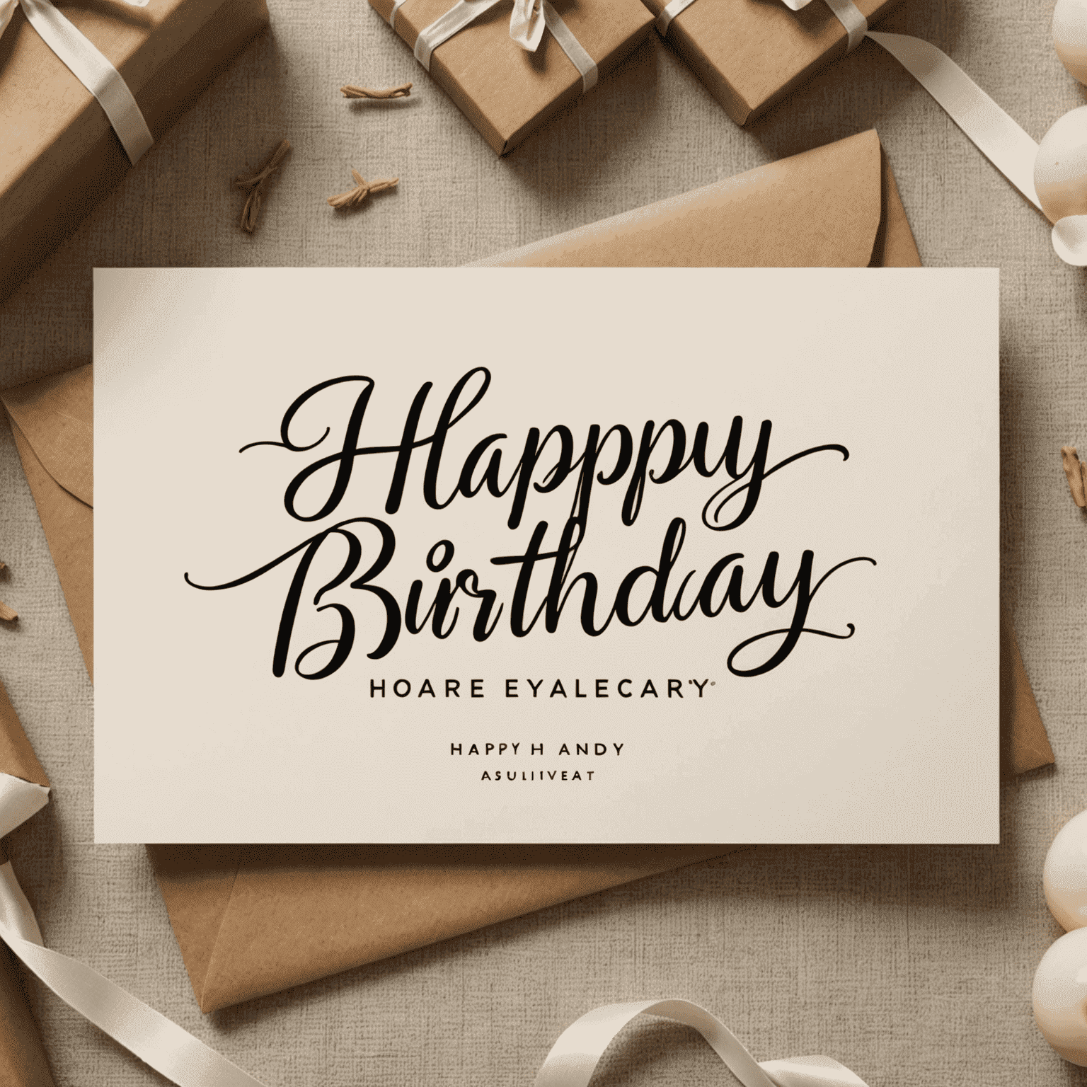 A Vanilla Gift Card with a custom message 'Happy Birthday' written in elegant script font