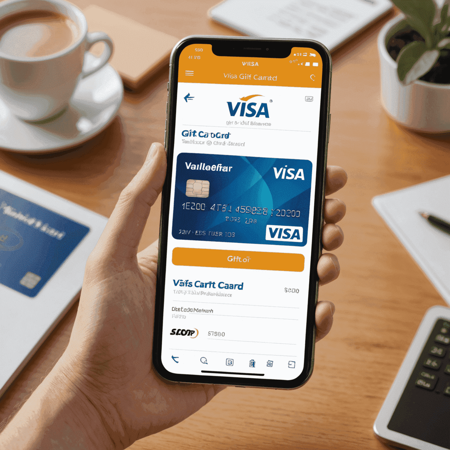 Smartphone displaying Vanilla Visa Gift Card balance check screen